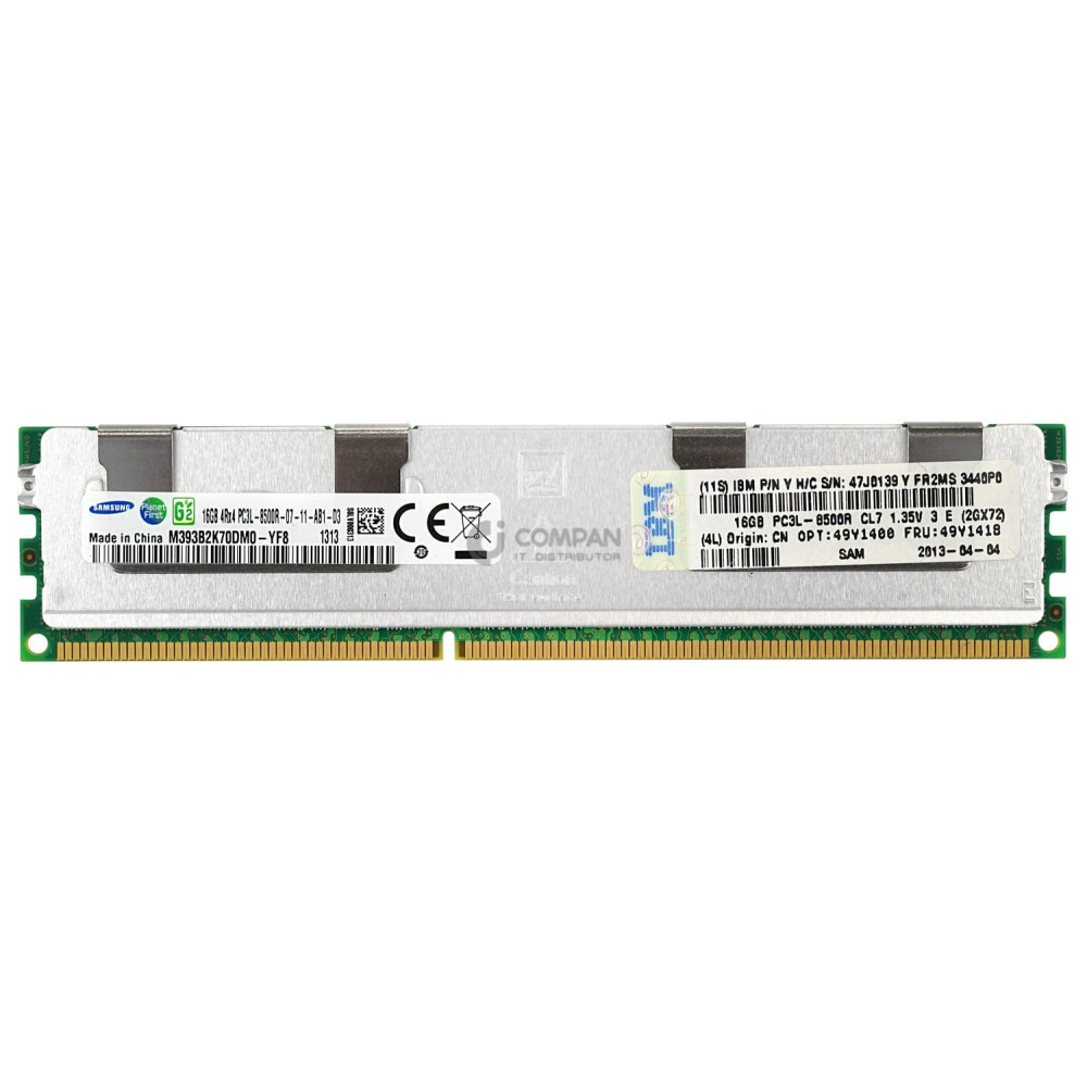 49Y1418 IBM DDR3 16GB 4RX4 PC3L-8500 1066MHZ RDIMM CL7